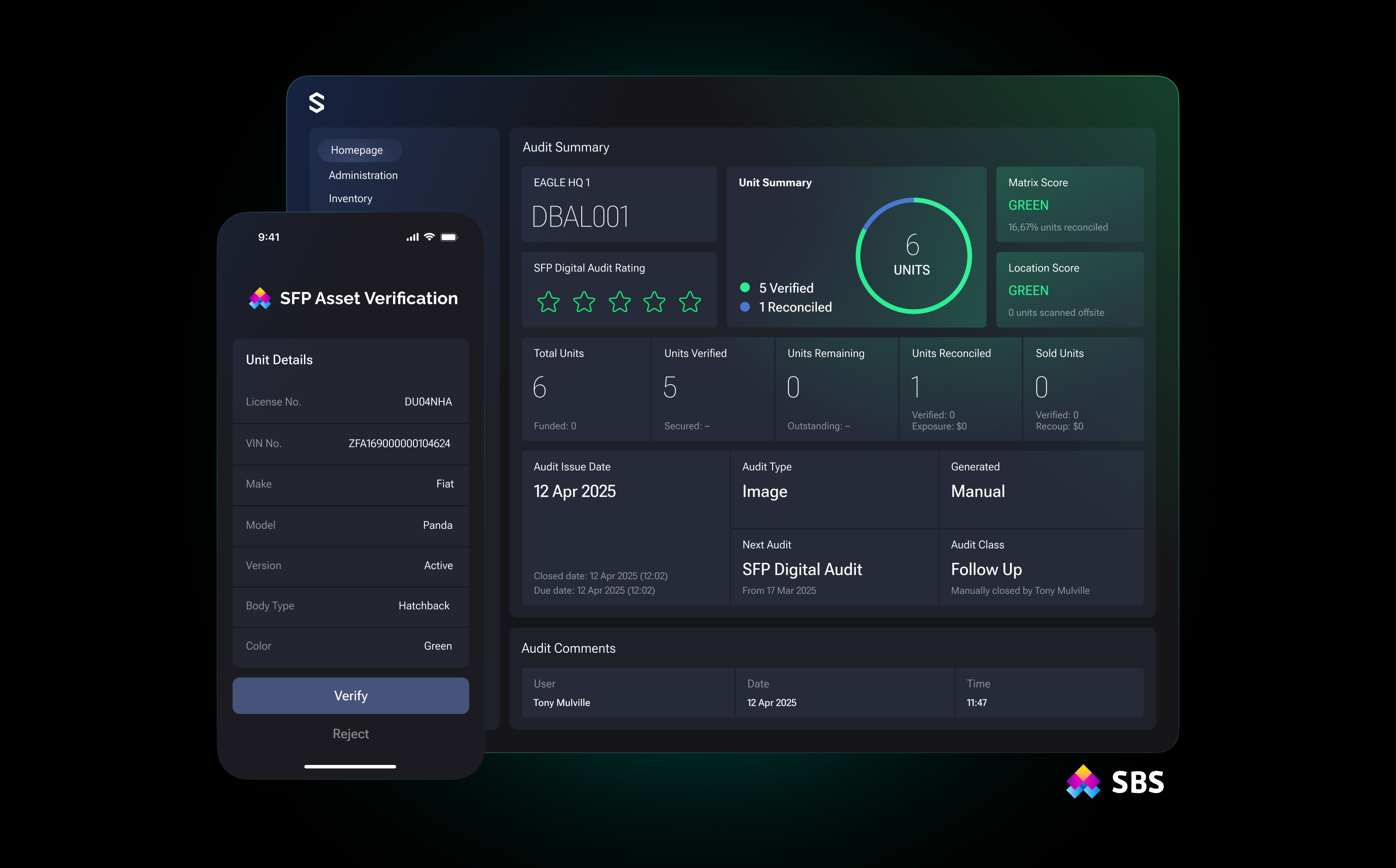 screenshot of SBS Financing Platform